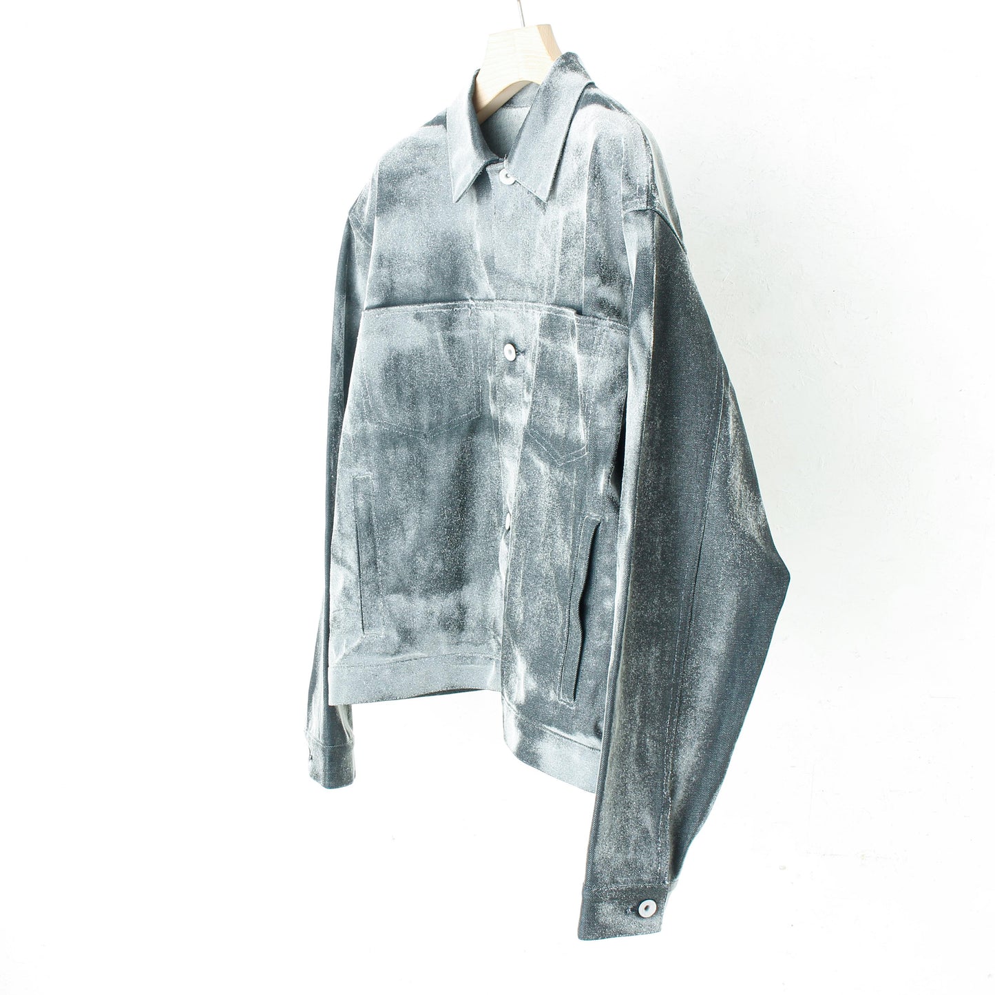 dusted aging denim jacket
