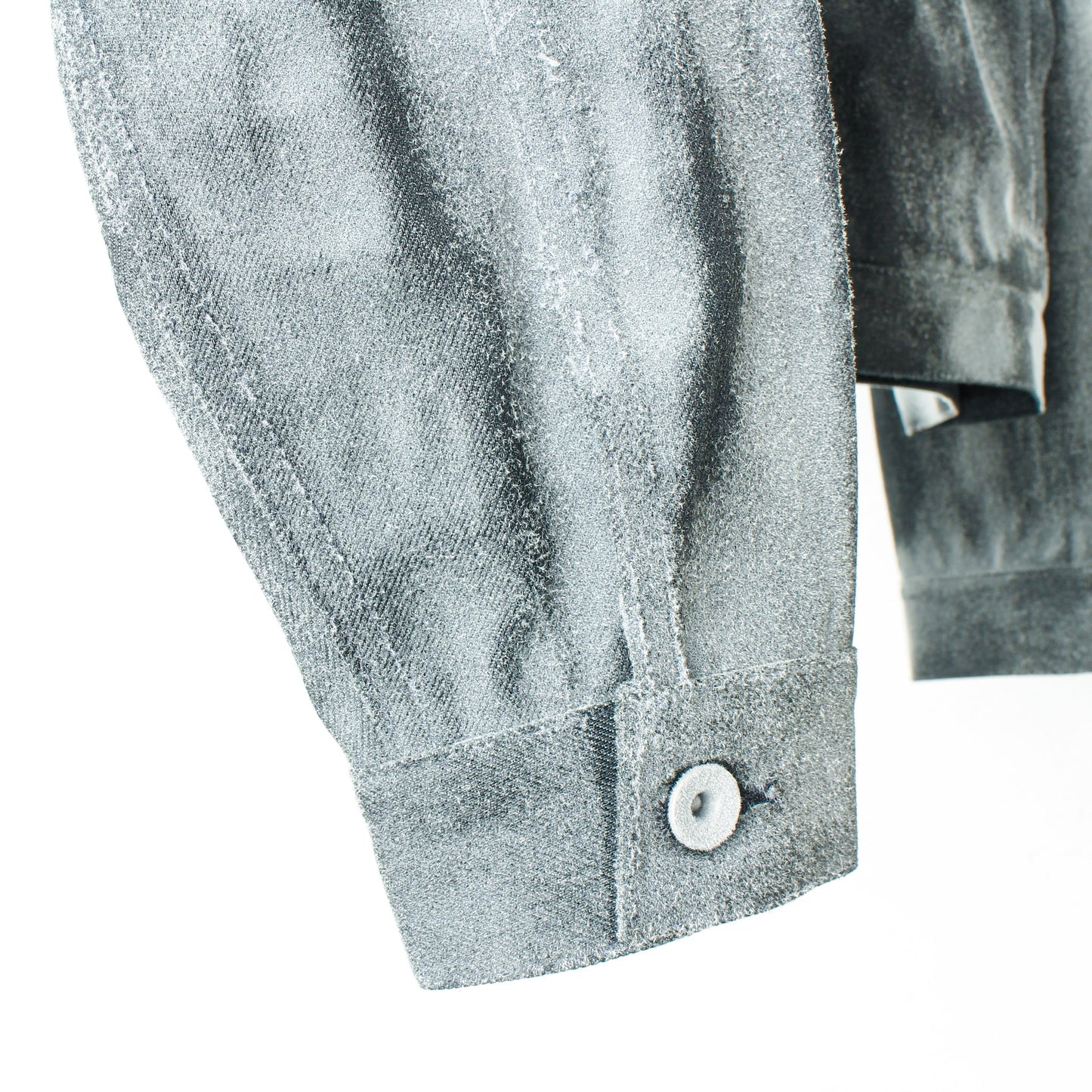 dusted aging denim jacket