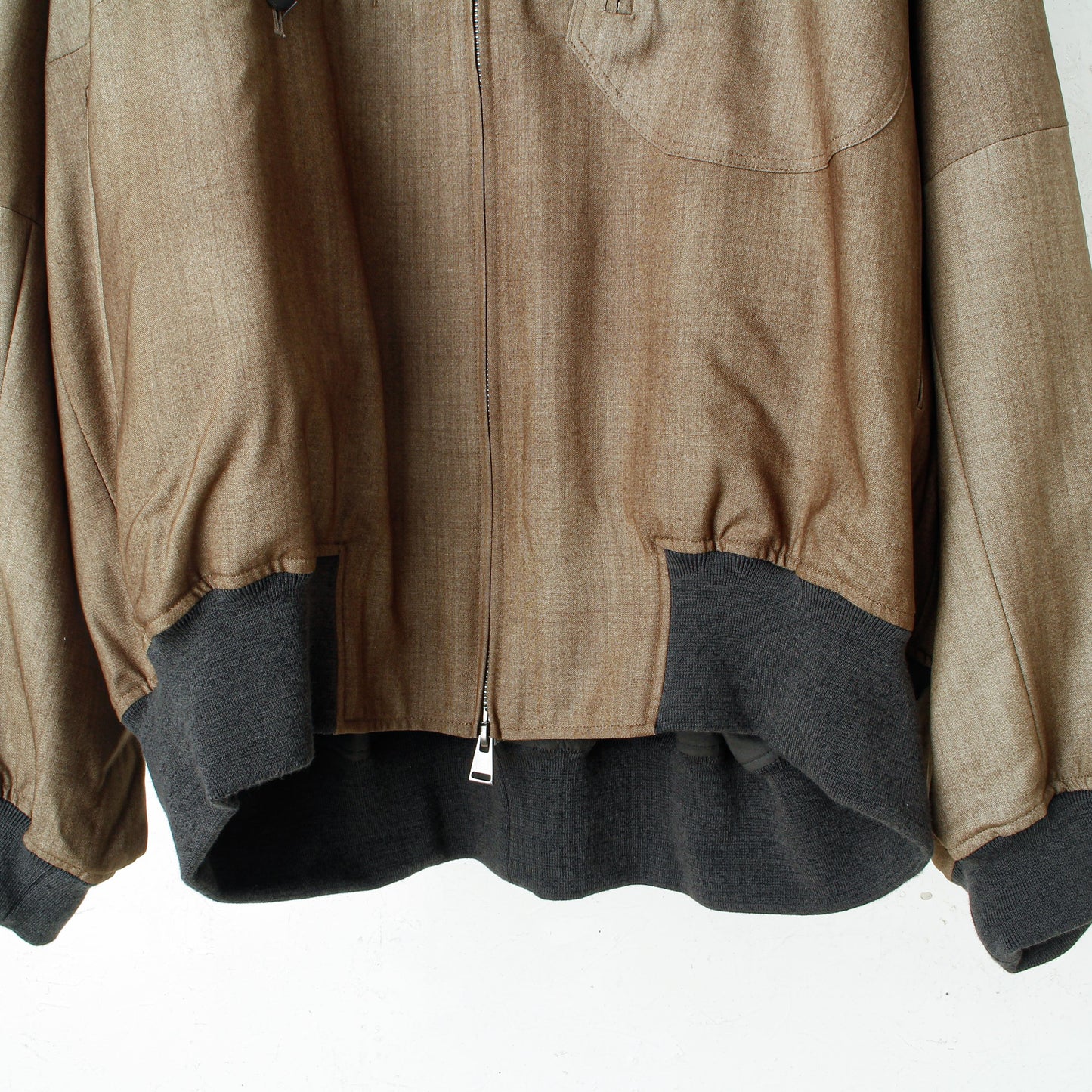 Uneven Dyed Wool Hoodie Blouson / beige
