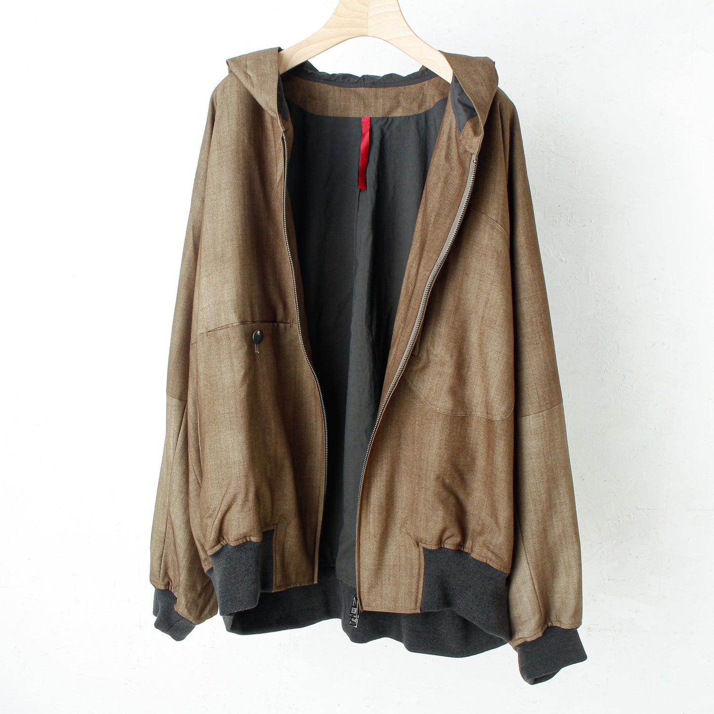 Uneven Dyed Wool Hoodie Blouson / beige