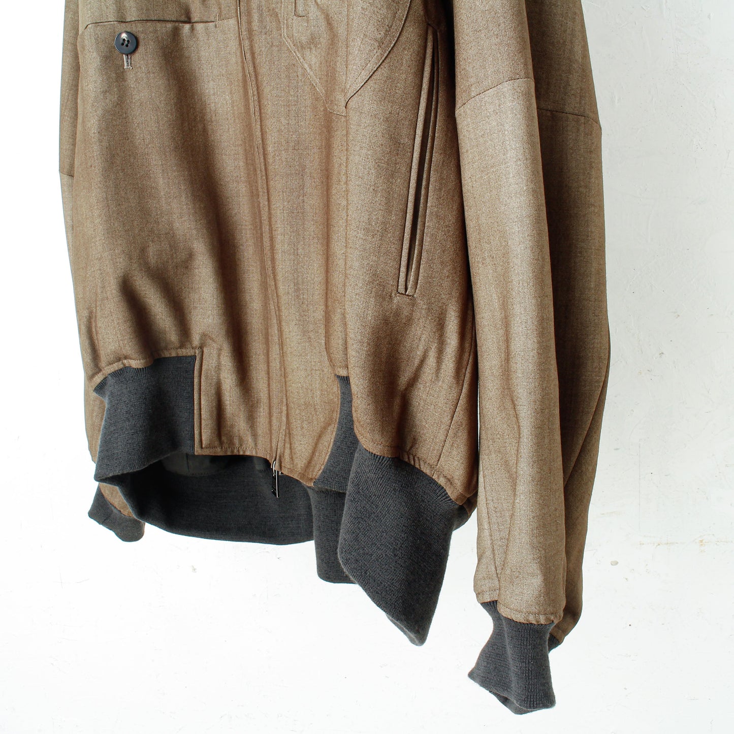 Uneven Dyed Wool Hoodie Blouson / beige