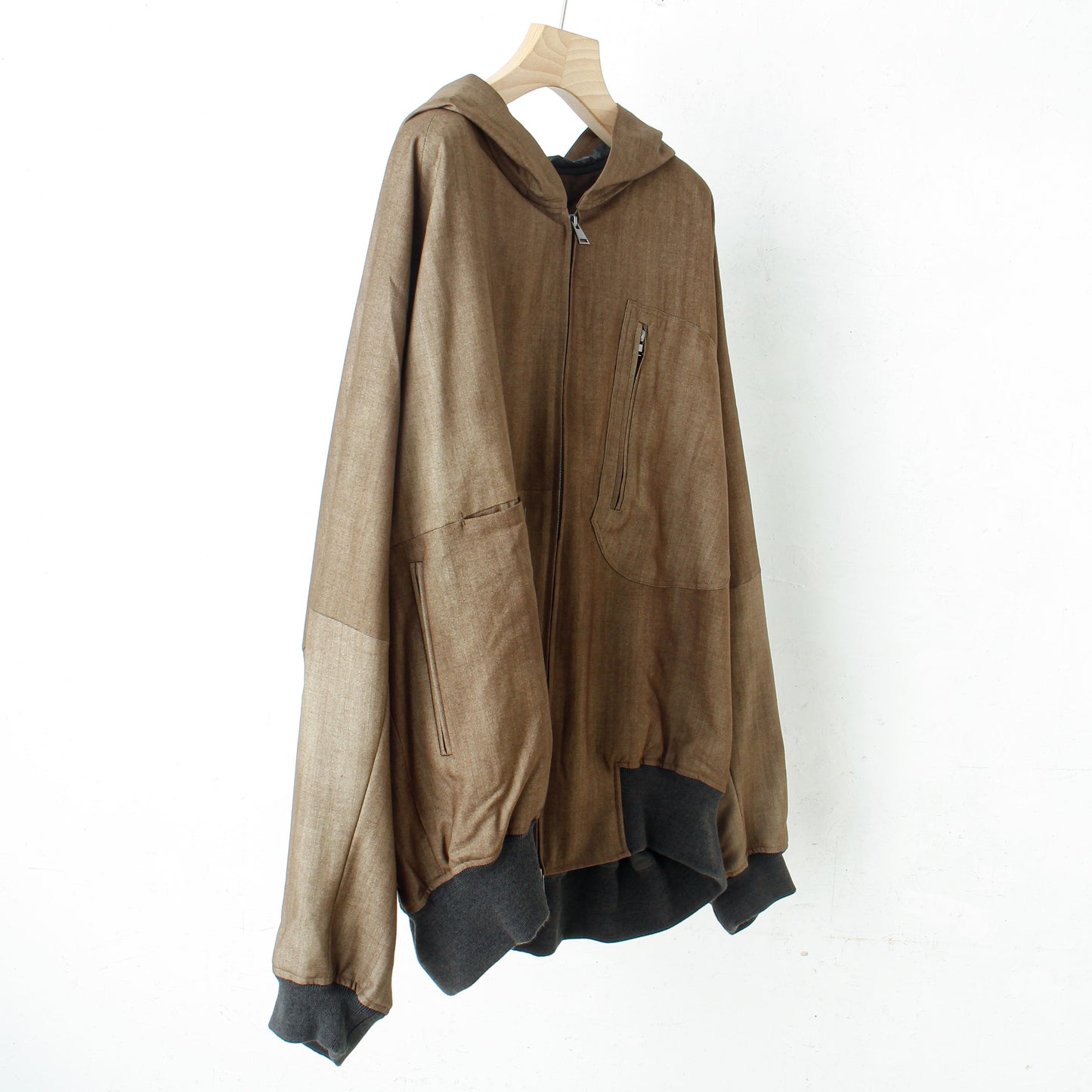 Uneven Dyed Wool Hoodie Blouson / beige