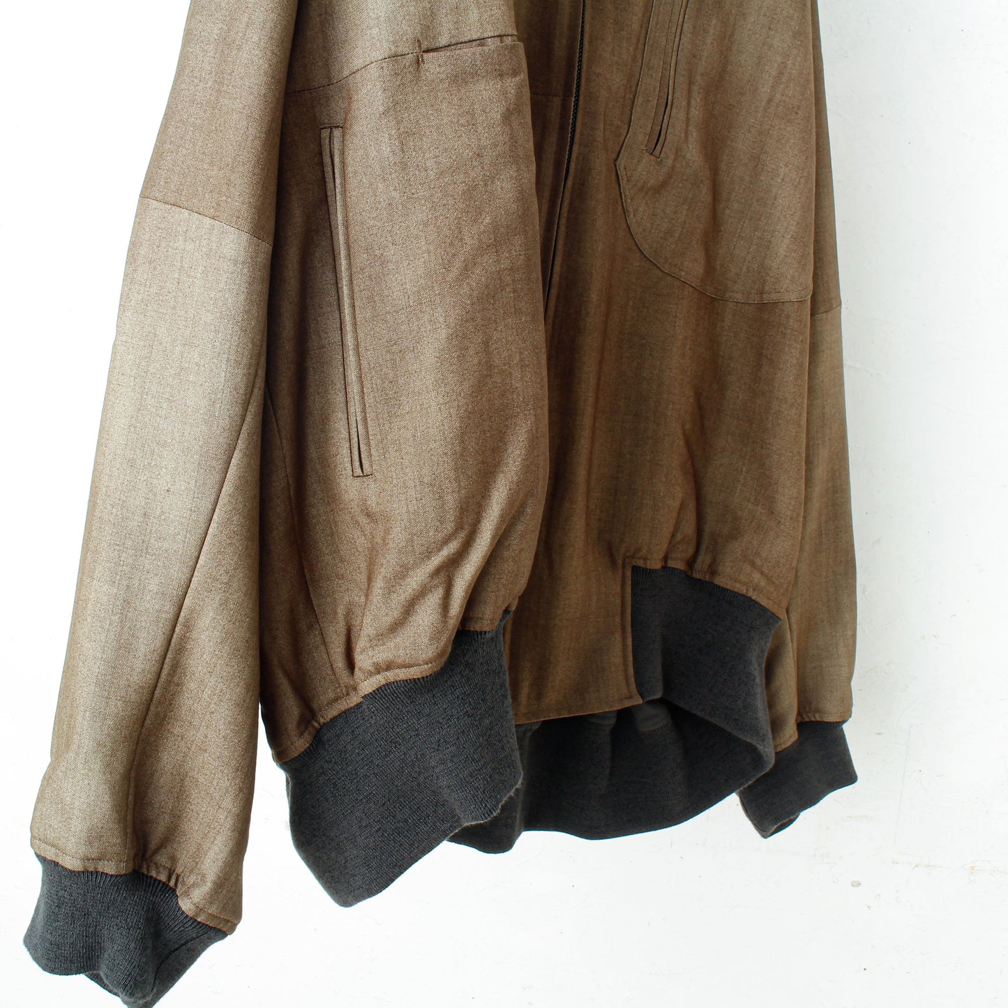 Uneven Dyed Wool Hoodie Blouson / beige