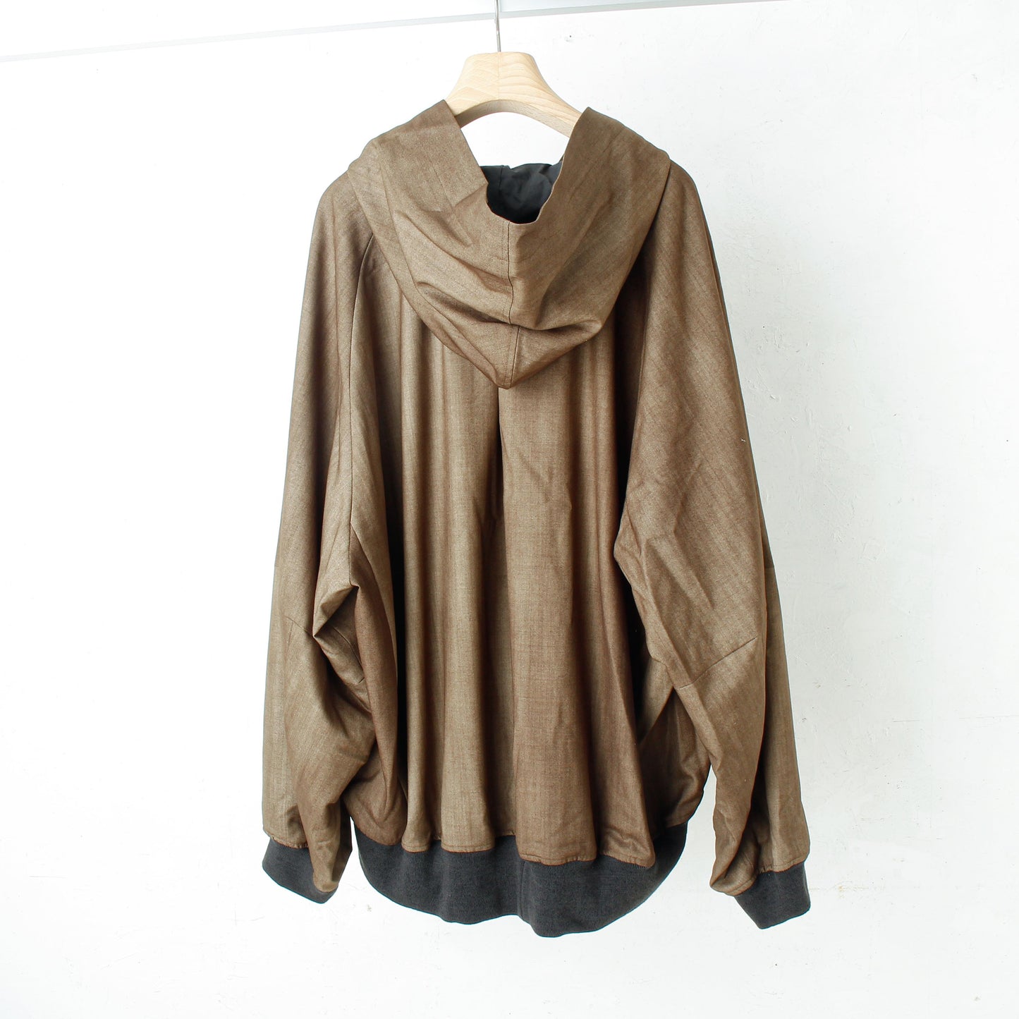 Uneven Dyed Wool Hoodie Blouson / beige