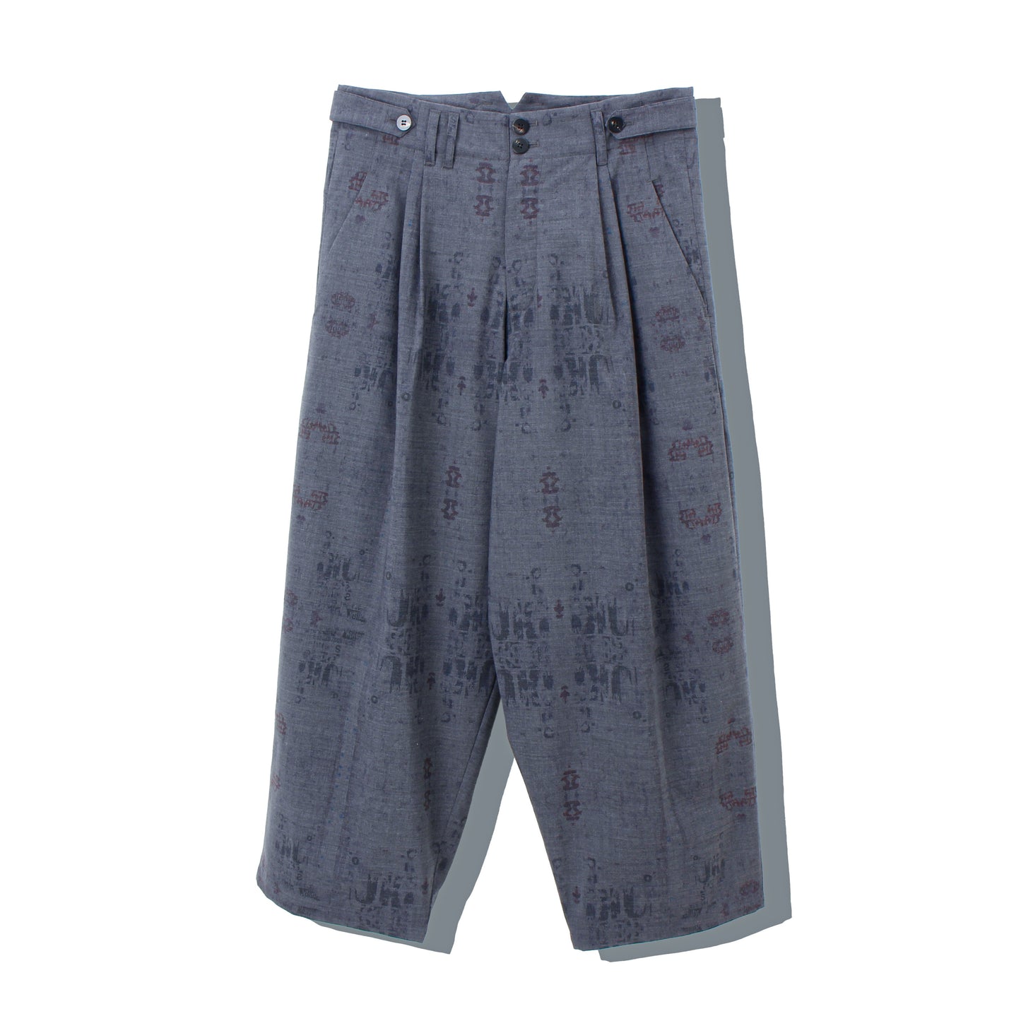 India Wall Print 2tuck Wide Pants /GRAY