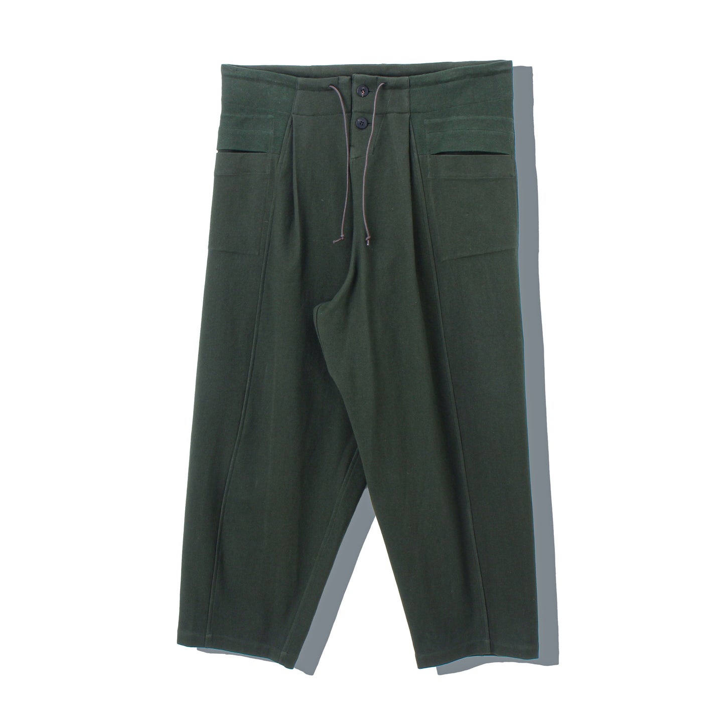 6ply KhadiCotton Switching Wide Pants / KHAKI-GREEN