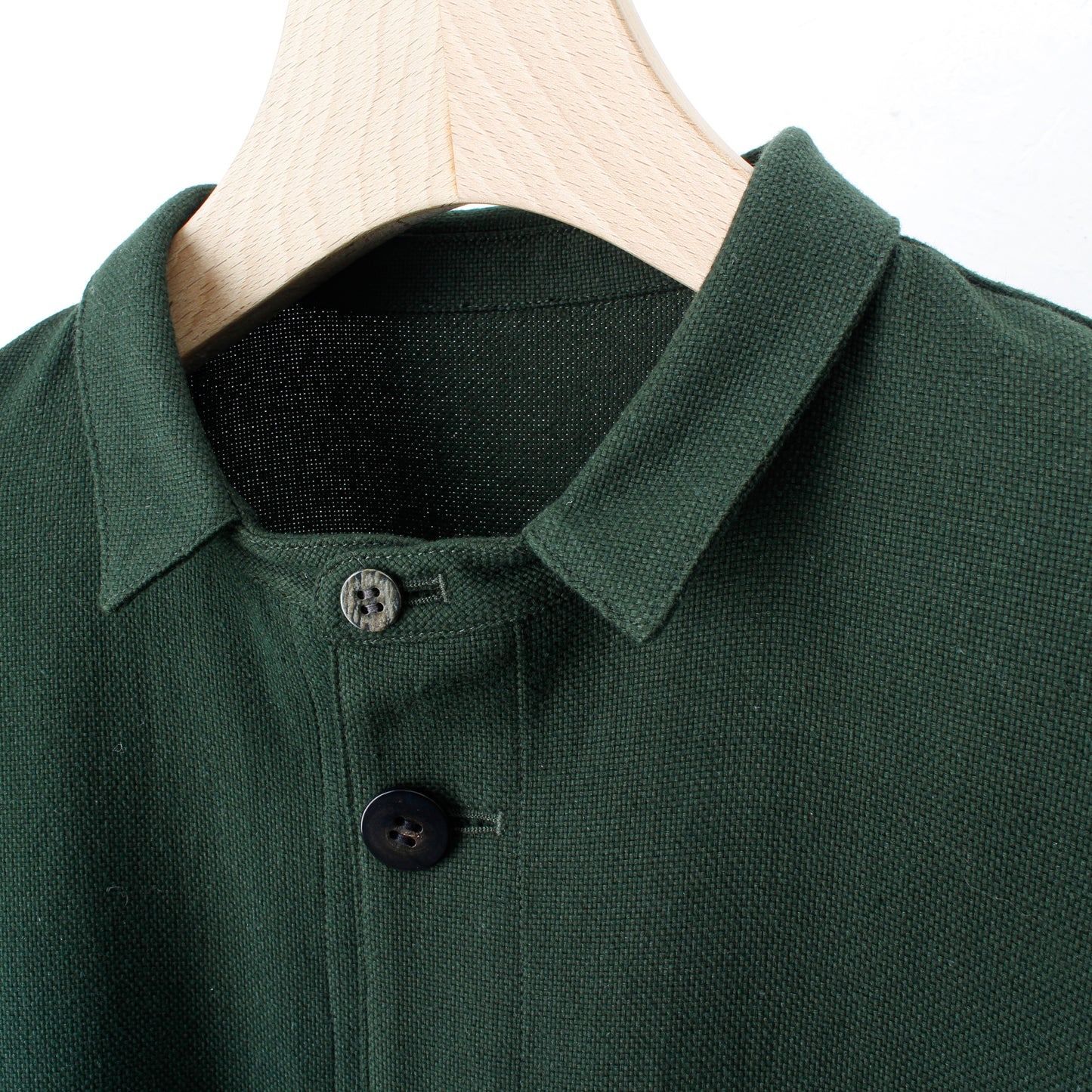 6ply KhadiCotton Pasted Cloth Shirt Coat / KHAKI-GREEN