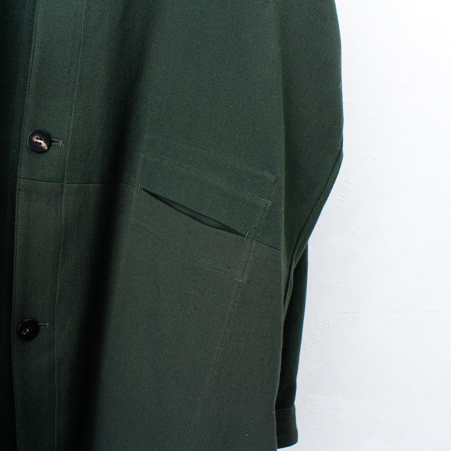6ply KhadiCotton Pasted Cloth Shirt Coat / KHAKI-GREEN