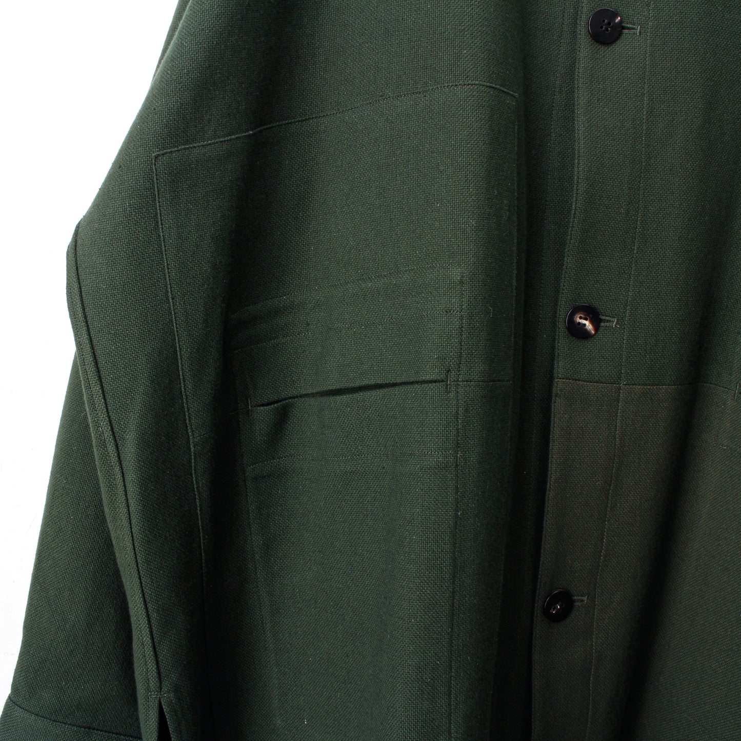 6ply KhadiCotton Pasted Cloth Shirt Coat / KHAKI-GREEN