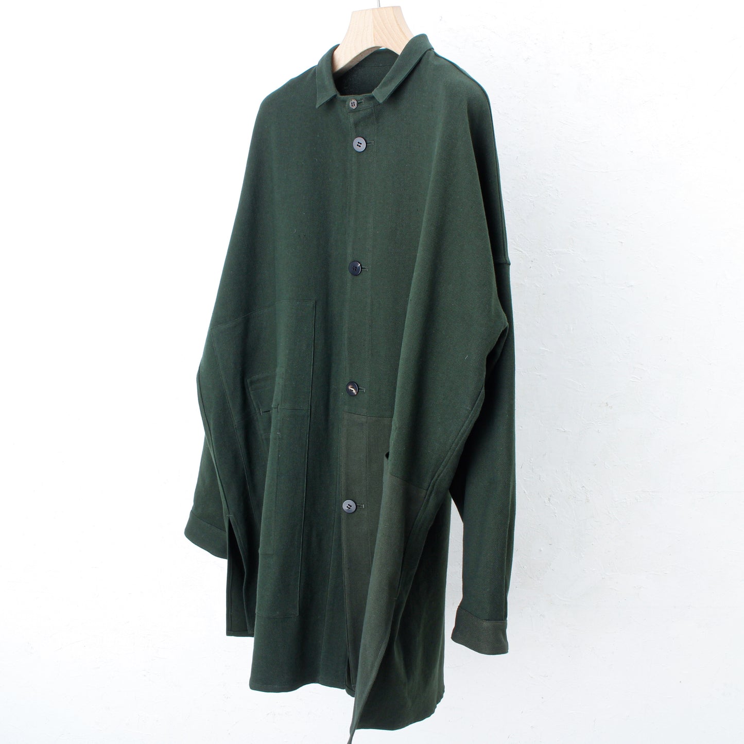 6ply KhadiCotton Pasted Cloth Shirt Coat / KHAKI-GREEN