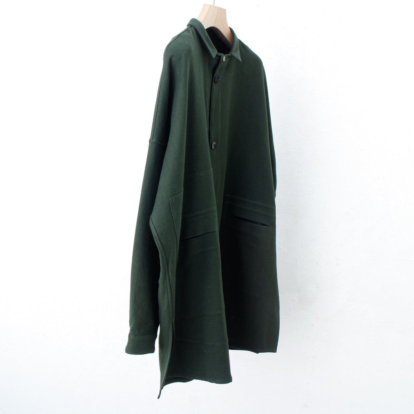 6ply KhadiCotton Pasted Cloth Shirt Coat / KHAKI-GREEN