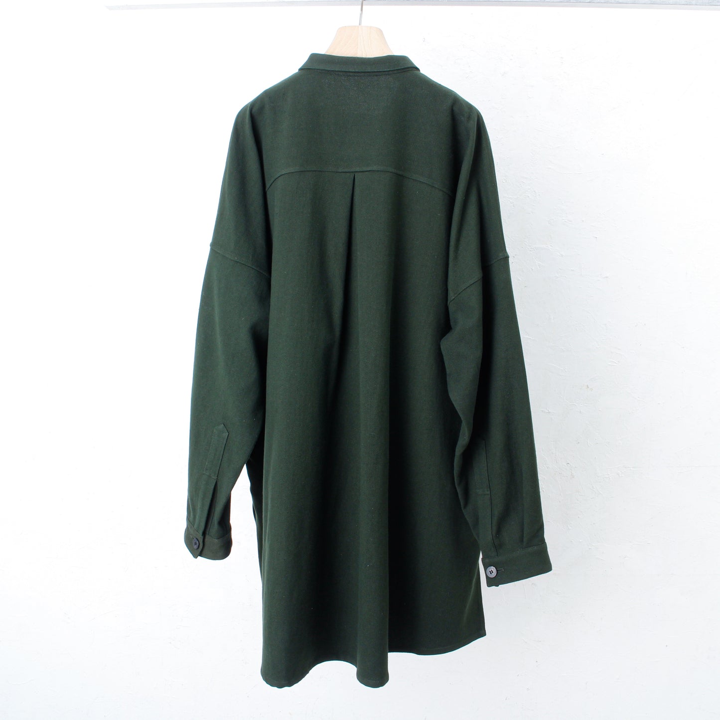 6ply KhadiCotton Pasted Cloth Shirt Coat / KHAKI-GREEN