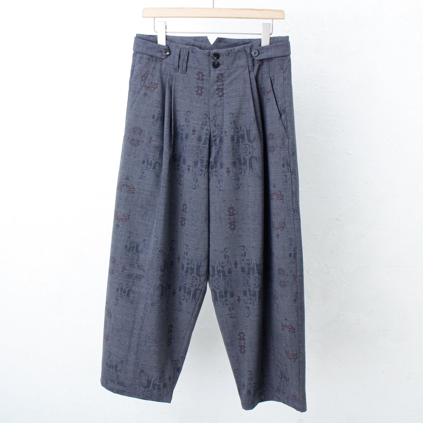 India Wall Print 2tuck Wide Pants /GRAY