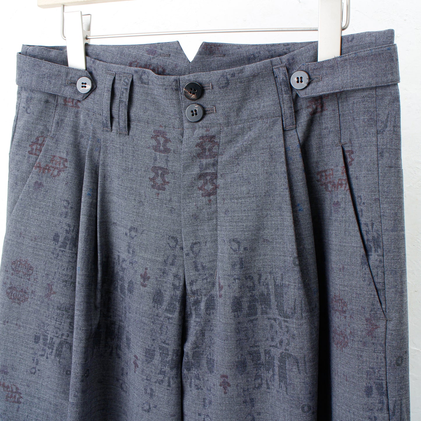 India Wall Print 2tuck Wide Pants /GRAY