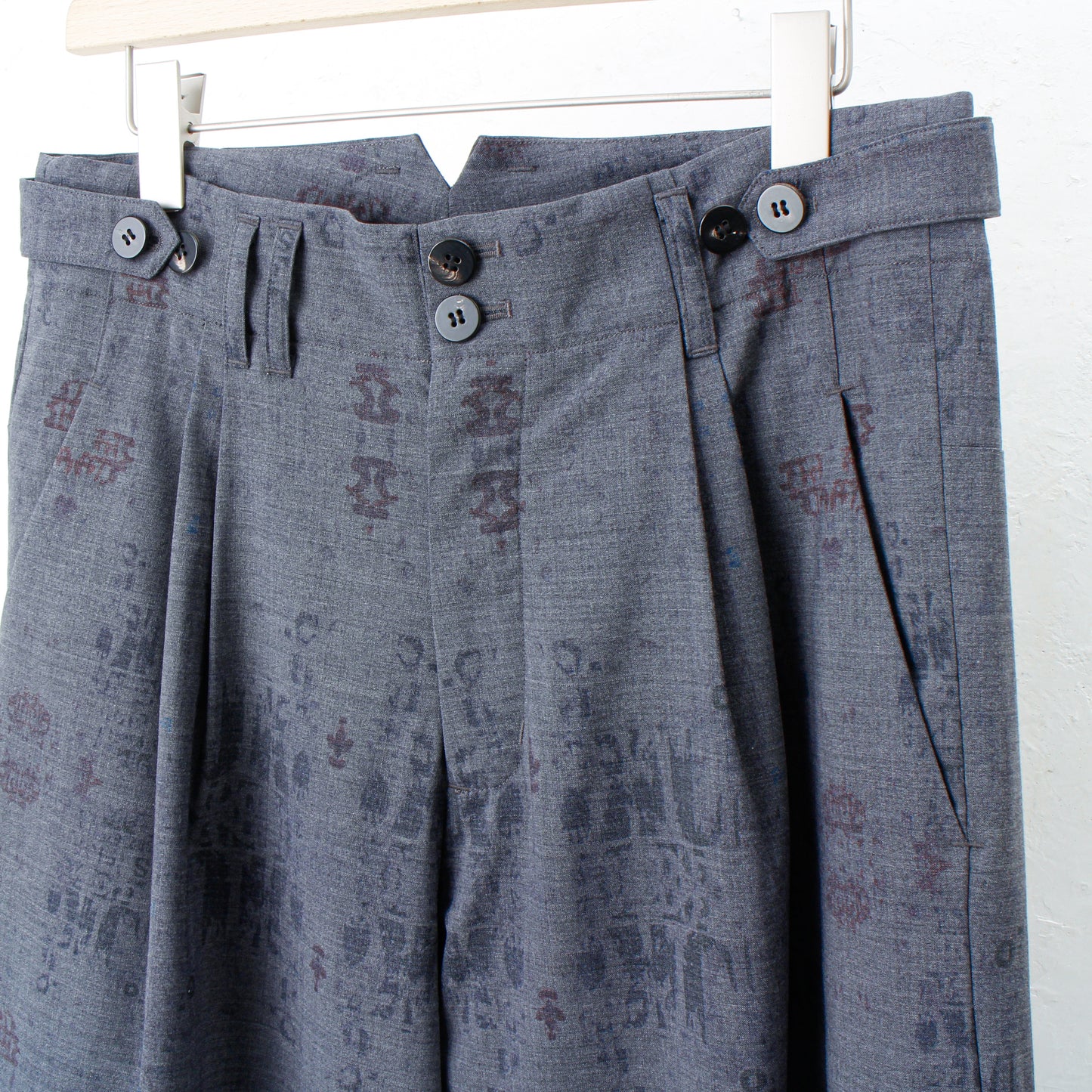 India Wall Print 2tuck Wide Pants /GRAY