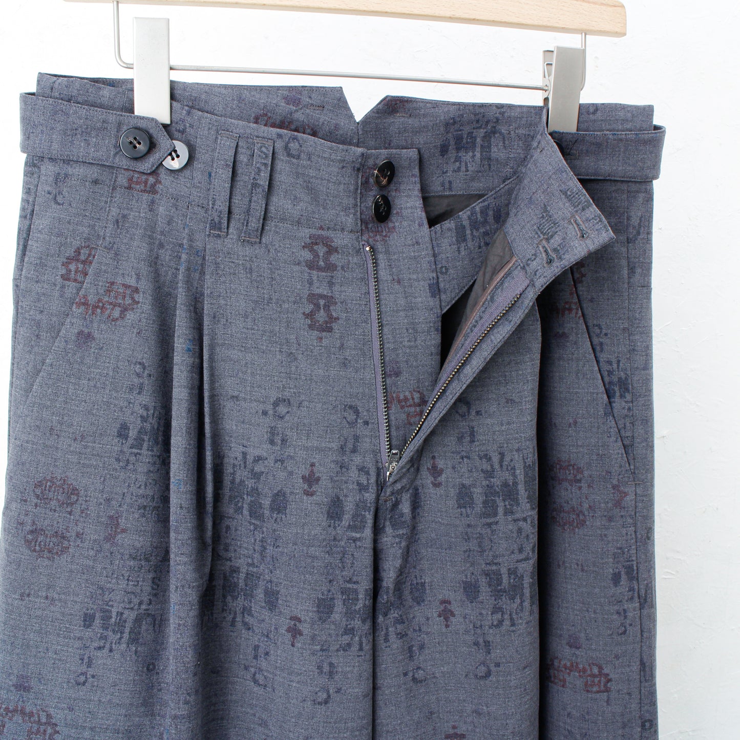 India Wall Print 2tuck Wide Pants /GRAY