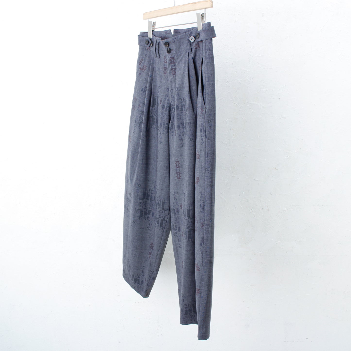 India Wall Print 2tuck Wide Pants /GRAY
