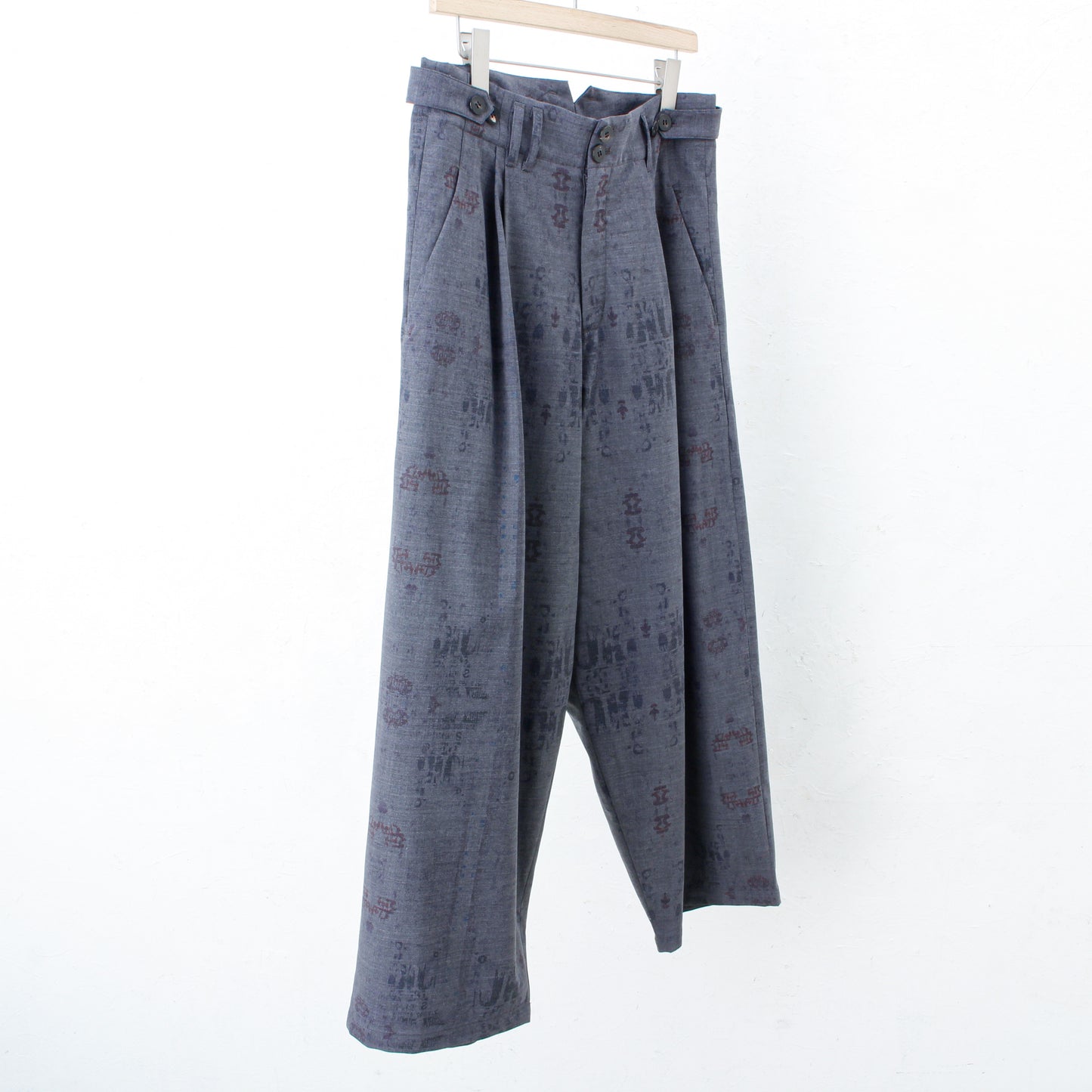 India Wall Print 2tuck Wide Pants /GRAY