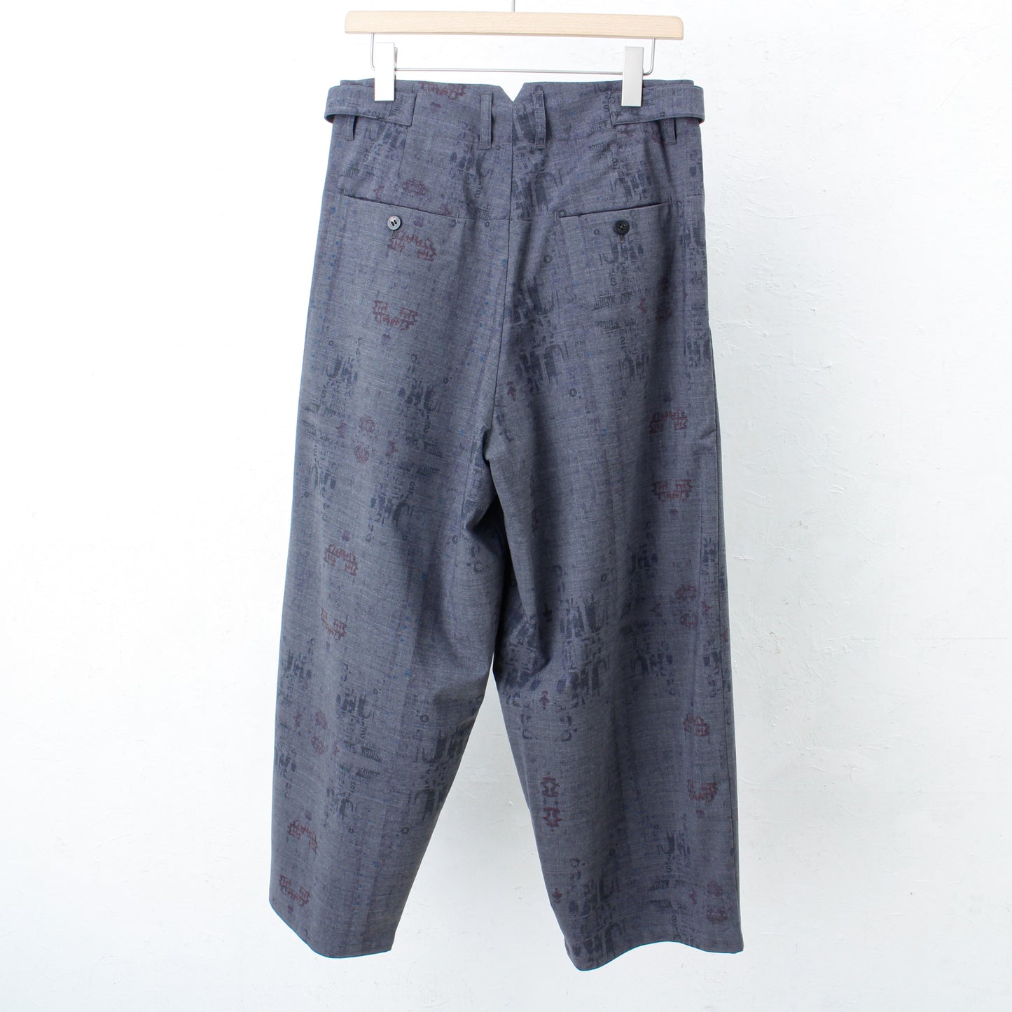 India Wall Print 2tuck Wide Pants /GRAY