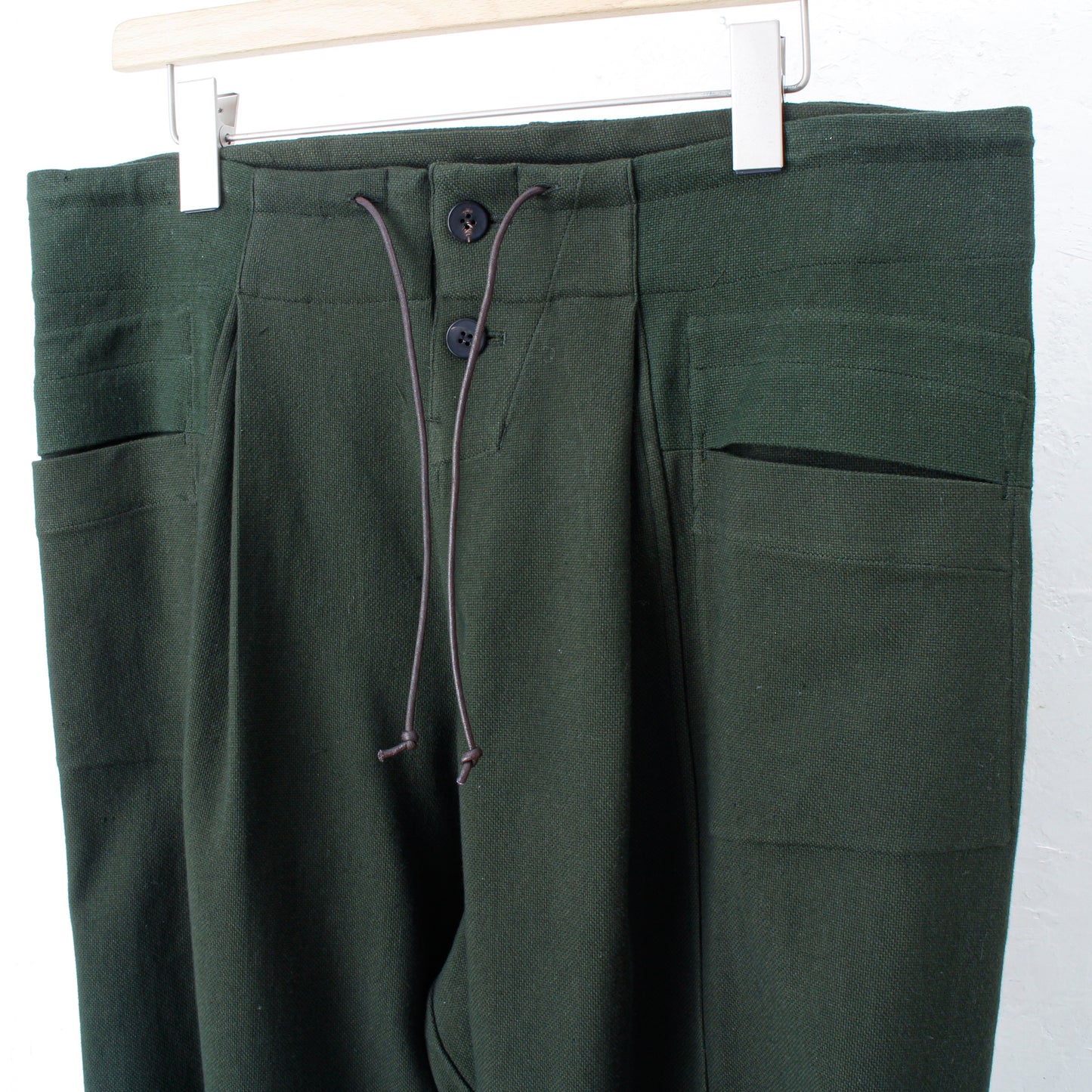 6ply KhadiCotton Switching Wide Pants / KHAKI-GREEN