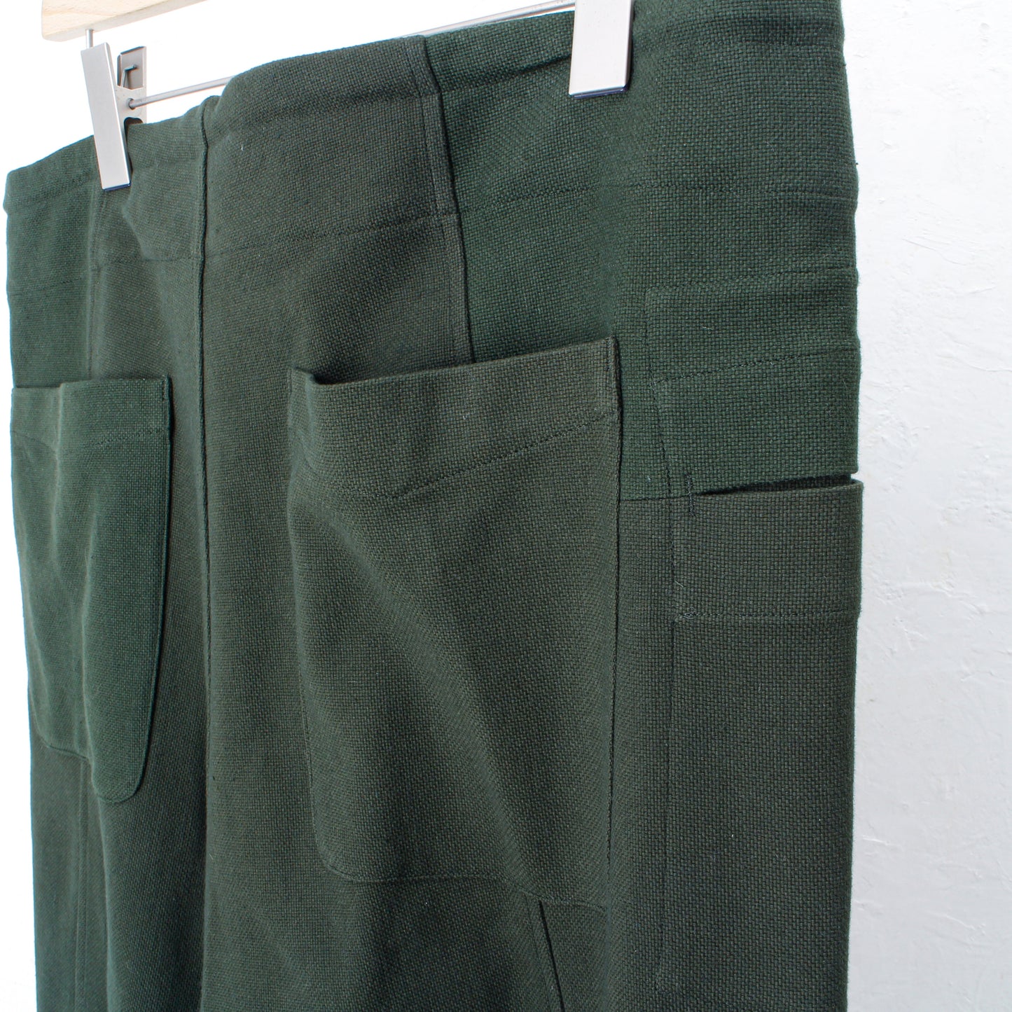 6ply KhadiCotton Switching Wide Pants / KHAKI-GREEN