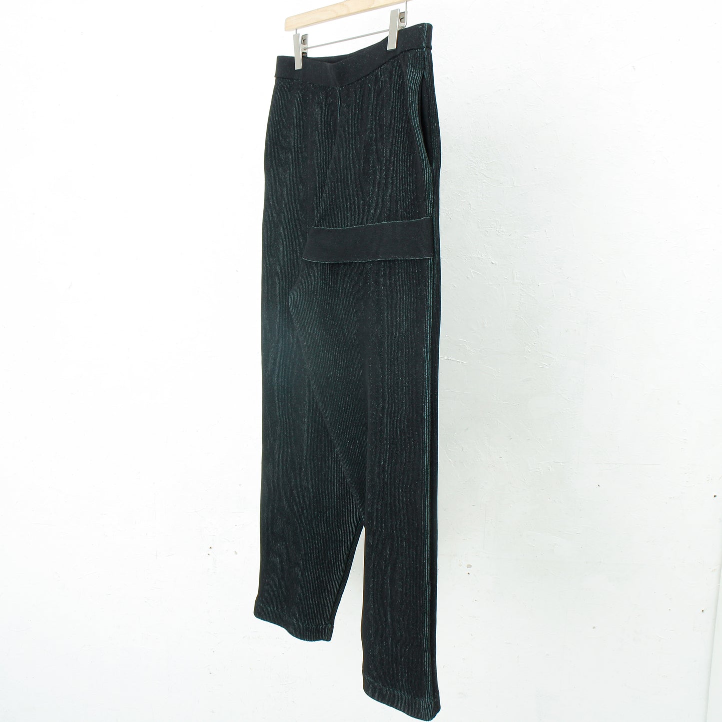 RIDGE KNIT WIDE PANTS / black