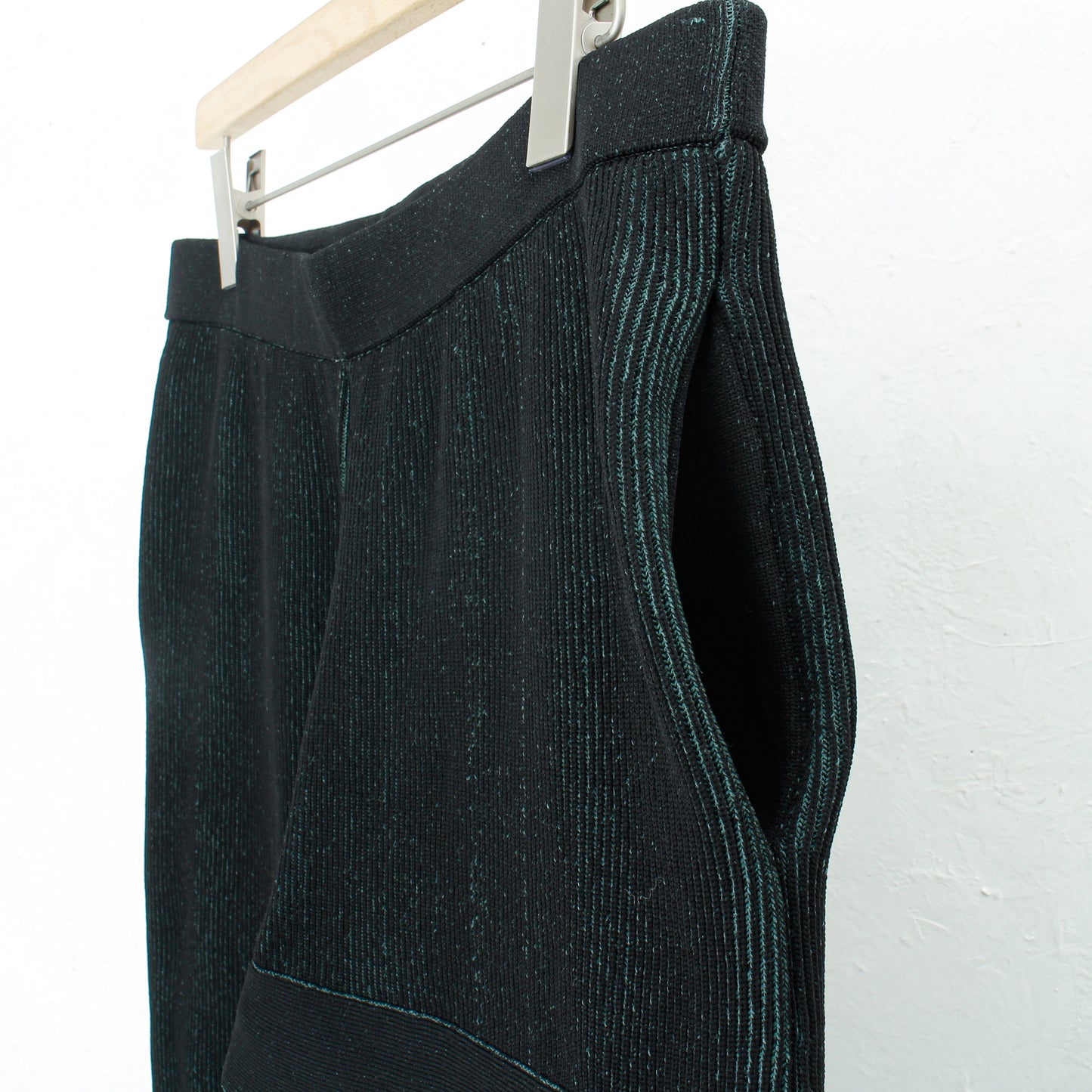 RIDGE KNIT WIDE PANTS / black