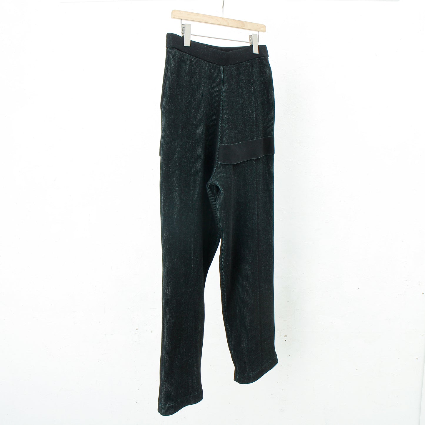 RIDGE KNIT WIDE PANTS / black