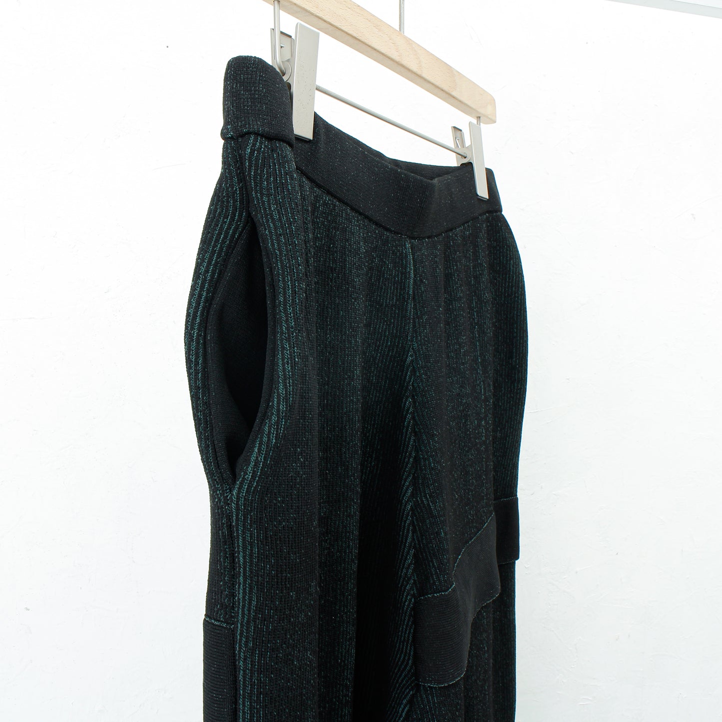 RIDGE KNIT WIDE PANTS / black