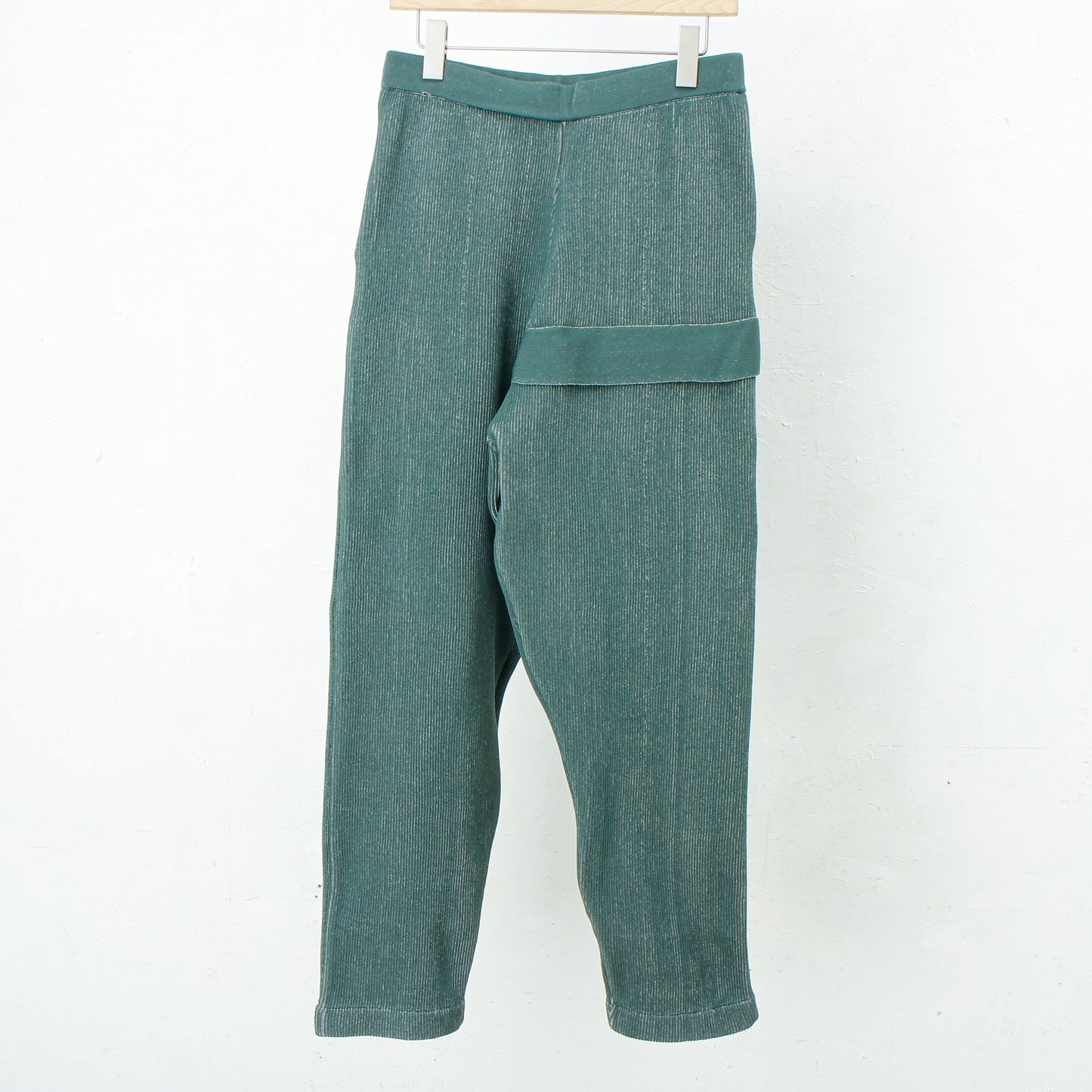 RIDGE KNIT WIDE PANTS / green