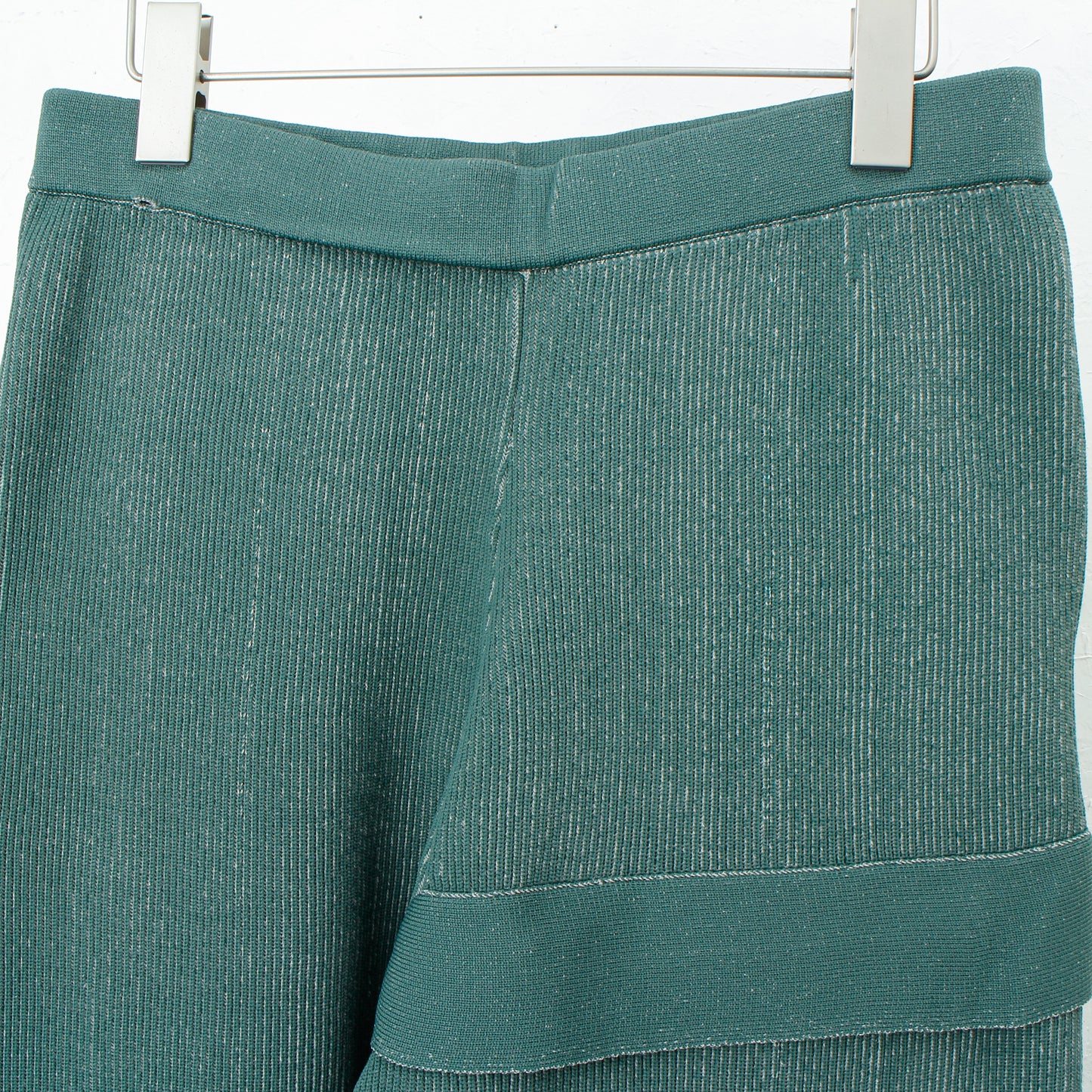 RIDGE KNIT WIDE PANTS / green