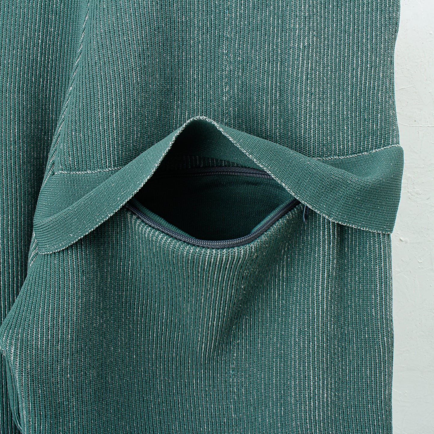 RIDGE KNIT WIDE PANTS / green