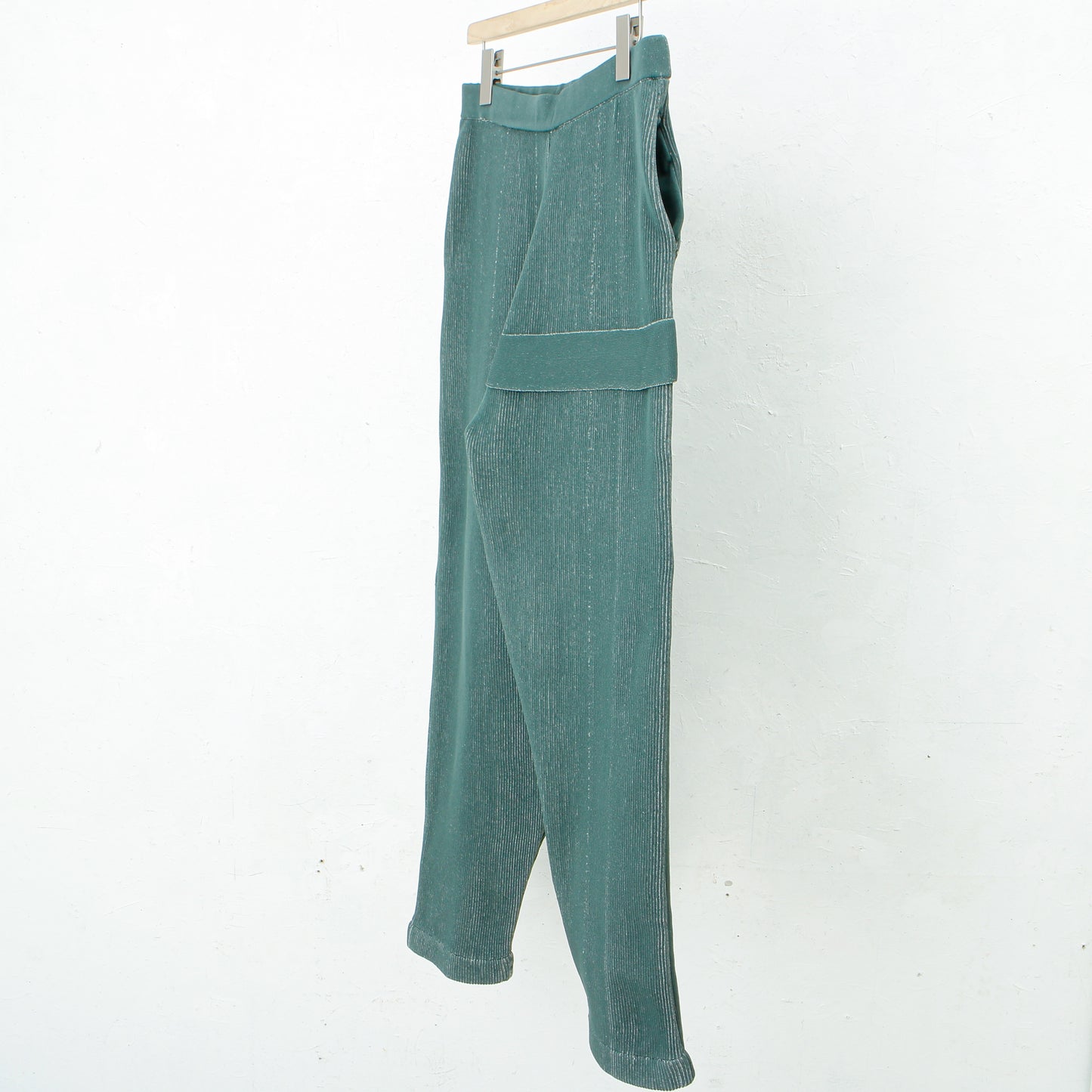 RIDGE KNIT WIDE PANTS / green