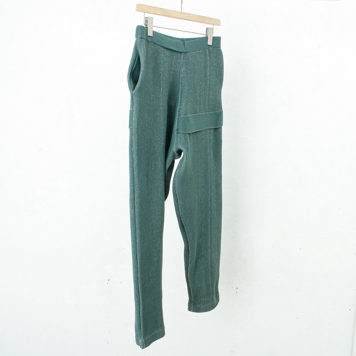 RIDGE KNIT WIDE PANTS / green