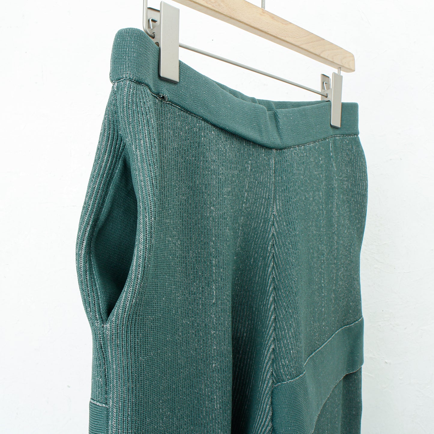 RIDGE KNIT WIDE PANTS / green