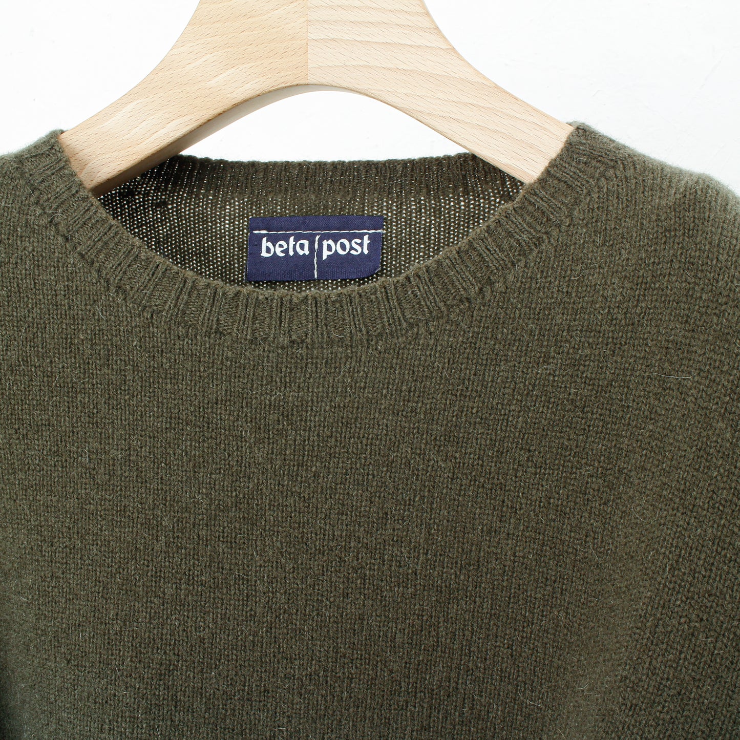 slited leather elbow patch sweater / khaki