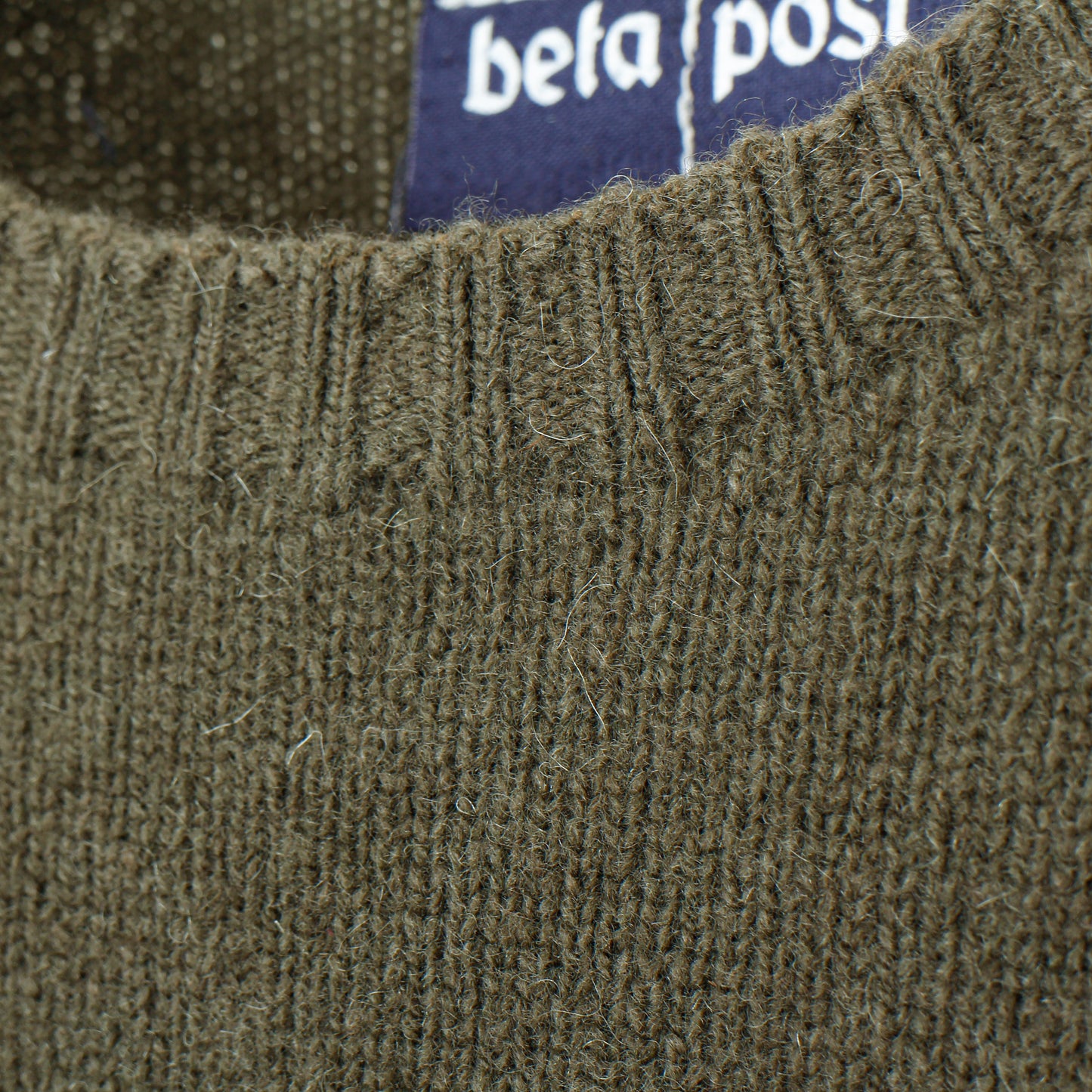 slited leather elbow patch sweater / khaki