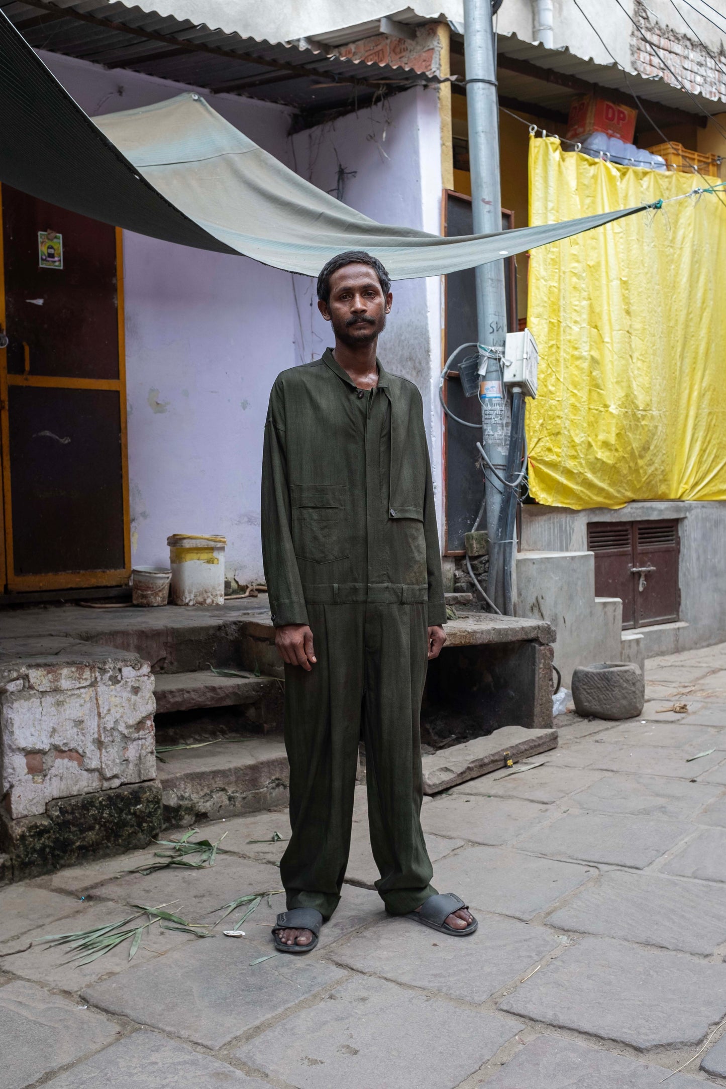 Uneven Dyed Jump Suit / D.green