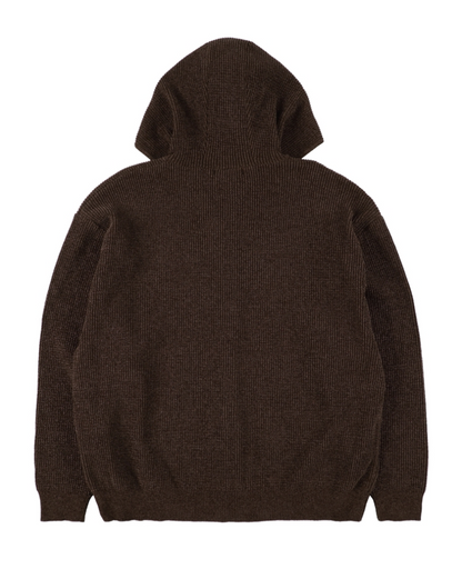 CORDY KNIT ZIP HOODIE / brown