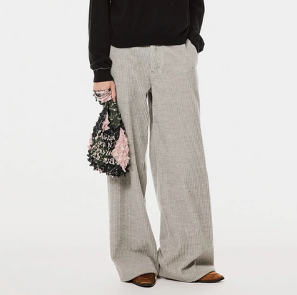 CORDUROY WIDE TROUSERS/  heather gray