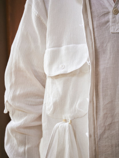 "eatable of many orders" / Celebration Scarf Shirts / off white