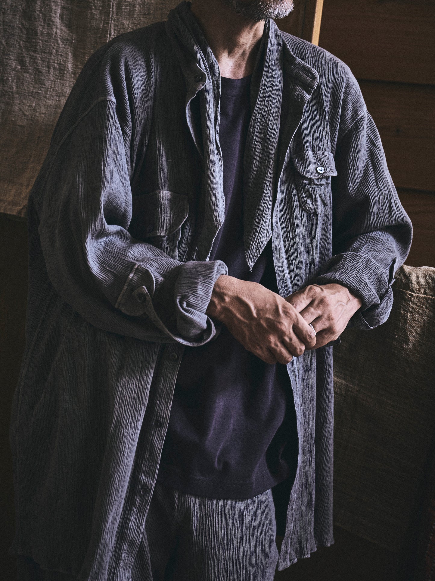"eatable of many orders" / Celebration Scarf Shirts / charcoal