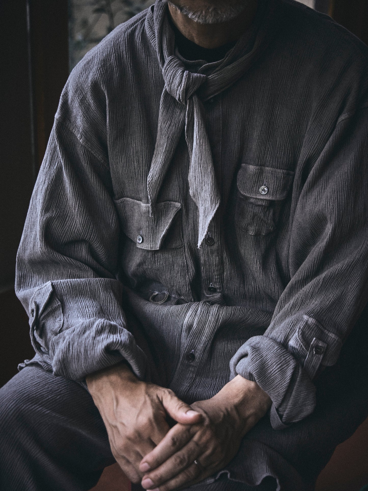 "eatable of many orders" / Celebration Scarf Shirts / charcoal