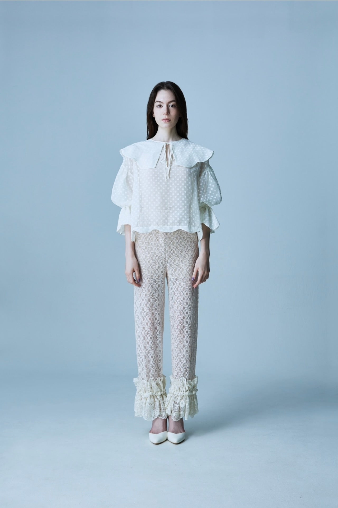 natsumi osawa/lace shibori pants #beige