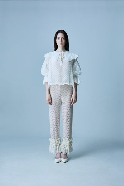 natsumi osawa/lace shibori pants #beige