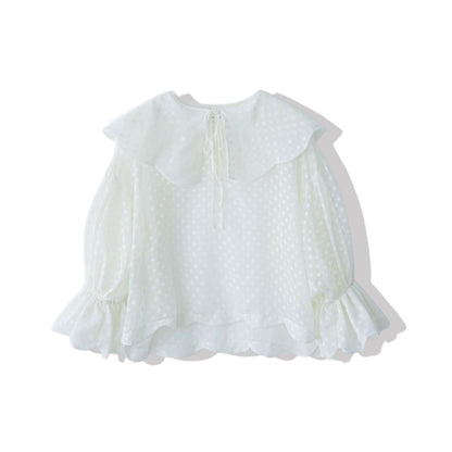 natsumi osawa/dot scalloped blouse #white