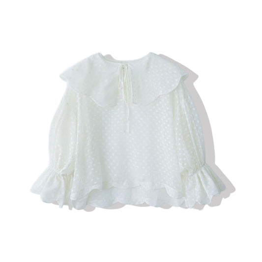 natsumi osawa/dot scalloped blouse #white