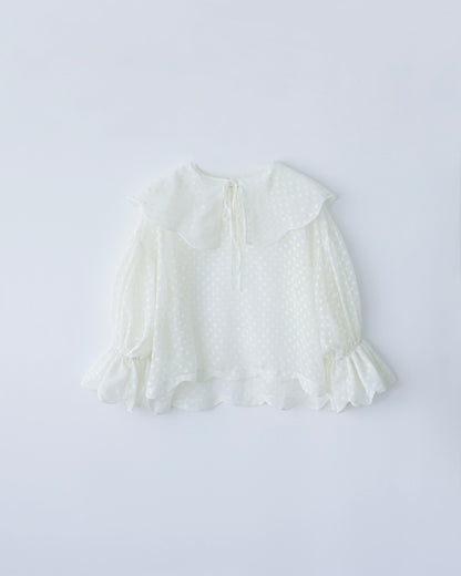 natsumi osawa/dot scalloped blouse #white