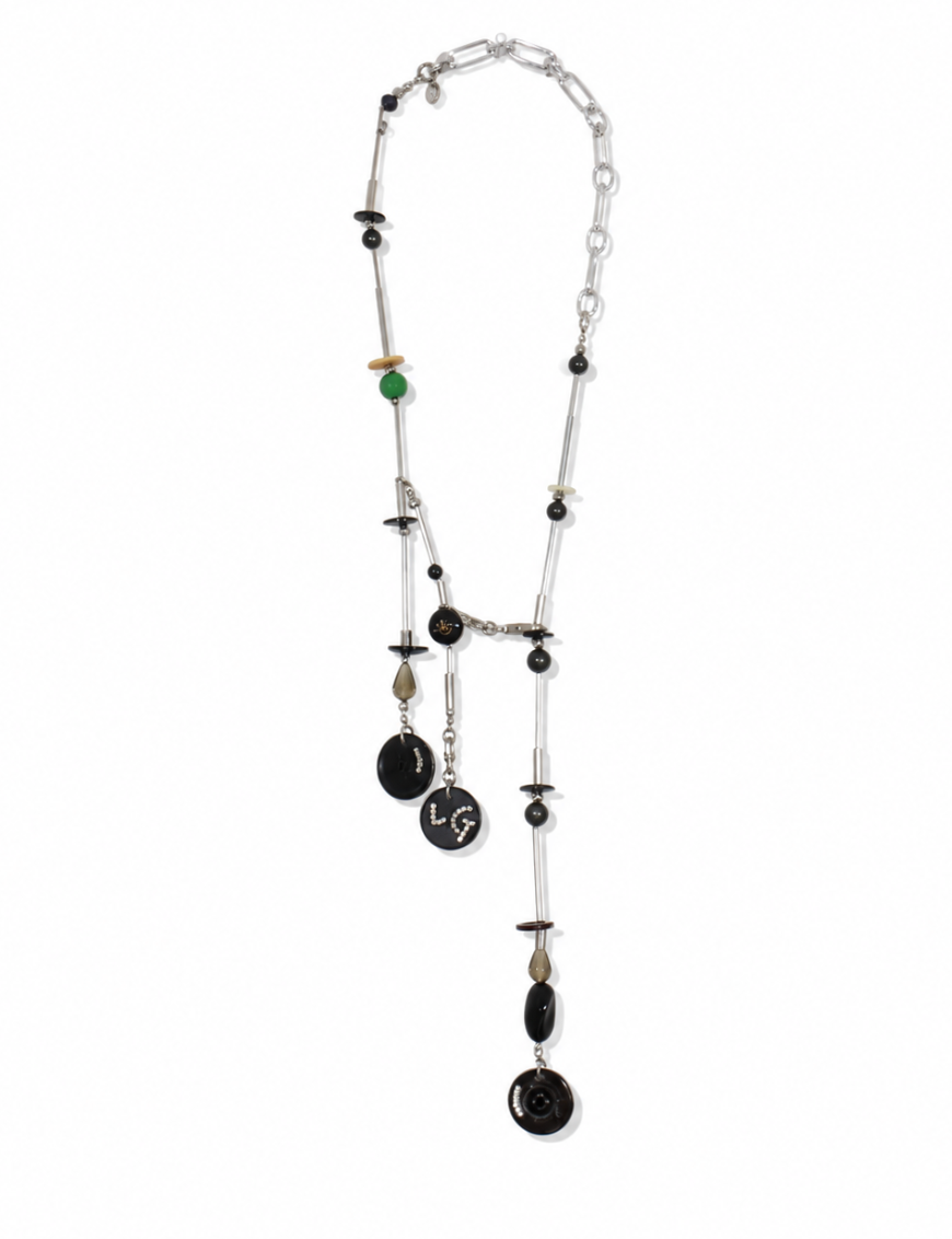 【LEO GON'DO】ROSARY Necklace No,10 BLACK BUTTON / LONG DROP