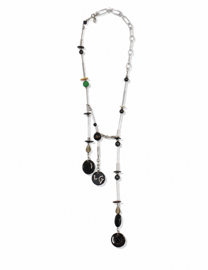 【LEO GON'DO】ROSARY Necklace No,10 BLACK BUTTON / LONG DROP